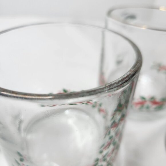 Vintage Clear Glass Arby's Mugs with Holly & Gold Rim Christmas Design Set Of 3 - Picture 3 of 5